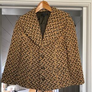 David Meister Black and Tan Wool 3/4 sleeve Blazer Size 6